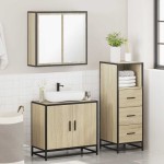 vidaXL Set mobilier de baie, 3 piese, stejar sonoma, lemn prelucrat vidaXL Set mobilier de baie, 3 piese, stejar sonoma, lemn prelucrat