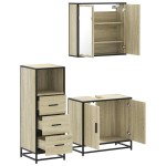 vidaXL Set mobilier de baie, 3 piese, stejar sonoma, lemn prelucrat vidaXL Set mobilier de baie, 3 piese, stejar sonoma, lemn prelucrat