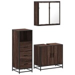 vidaXL Set mobilier de baie, 3 piese, stejar maro, lemn prelucrat