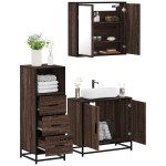 vidaXL Set mobilier de baie, 3 piese, stejar maro, lemn prelucrat