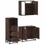 vidaXL Set mobilier de baie, 3 piese, stejar maro, lemn prelucrat