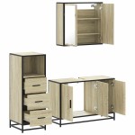 vidaXL Set mobilier de baie, 3 piese, stejar sonoma, lemn prelucrat