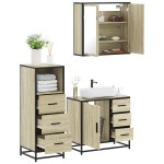 vidaXL Set mobilier de baie, 3 piese, stejar sonoma, lemn prelucrat vidaXL Set mobilier de baie, 3 piese, stejar sonoma, lemn prelucrat