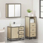 vidaXL Set mobilier de baie, 3 piese, stejar sonoma, lemn prelucrat vidaXL Set mobilier de baie, 3 piese, stejar sonoma, lemn prelucrat