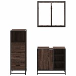 vidaXL Set mobilier de baie, 3 piese, stejar maro, lemn prelucrat