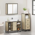 vidaXL Set mobilier de baie, 3 piese, stejar sonoma, lemn prelucrat vidaXL Set mobilier de baie, 3 piese, stejar sonoma, lemn prelucrat