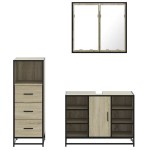 vidaXL Set mobilier de baie, 3 piese, stejar sonoma, lemn prelucrat vidaXL Set mobilier de baie, 3 piese, stejar sonoma, lemn prelucrat