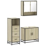 vidaXL Set mobilier de baie, 3 piese, stejar sonoma, lemn prelucrat vidaXL Set mobilier de baie, 3 piese, stejar sonoma, lemn prelucrat
