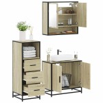 vidaXL Set mobilier de baie, 3 piese, stejar sonoma, lemn prelucrat vidaXL Set mobilier de baie, 3 piese, stejar sonoma, lemn prelucrat