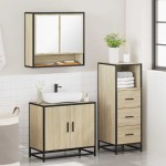 vidaXL Set mobilier de baie, 3 piese, stejar sonoma, lemn prelucrat vidaXL Set mobilier de baie, 3 piese, stejar sonoma, lemn prelucrat