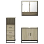 vidaXL Set mobilier de baie, 3 piese, stejar sonoma, lemn prelucrat vidaXL Set mobilier de baie, 3 piese, stejar sonoma, lemn prelucrat