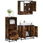 vidaXL Set mobilier de baie, 3 piese, stejar fumuriu, lemn prelucrat vidaXL Set mobilier de baie, 3 piese, stejar fumuriu, lemn prelucrat