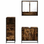 vidaXL Set mobilier de baie, 3 piese, stejar fumuriu, lemn prelucrat vidaXL Set mobilier de baie, 3 piese, stejar fumuriu, lemn prelucrat