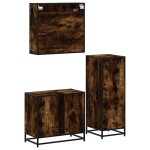 vidaXL Set mobilier de baie, 3 piese, stejar fumuriu, lemn prelucrat vidaXL Set mobilier de baie, 3 piese, stejar fumuriu, lemn prelucrat