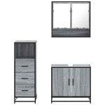 vidaXL Set mobilier de baie, 3 piese, gri sonoma, lemn prelucrat