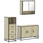 vidaXL Set mobilier de baie, 3 piese, stejar sonoma, lemn prelucrat vidaXL Set mobilier de baie, 3 piese, stejar sonoma, lemn prelucrat