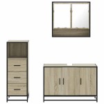 vidaXL Set mobilier de baie, 3 piese, stejar sonoma, lemn prelucrat vidaXL Set mobilier de baie, 3 piese, stejar sonoma, lemn prelucrat