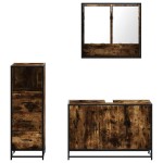 vidaXL Set mobilier de baie, 3 piese, stejar fumuriu, lemn prelucrat vidaXL Set mobilier de baie, 3 piese, stejar fumuriu, lemn prelucrat
