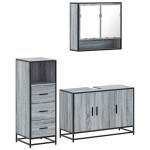 vidaXL Set mobilier de baie, 3 piese, gri sonoma, lemn prelucrat vidaXL Set mobilier de baie, 3 piese, gri sonoma, lemn prelucrat