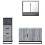 vidaXL Set mobilier de baie, 3 piese, gri sonoma, lemn prelucrat vidaXL Set mobilier de baie, 3 piese, gri sonoma, lemn prelucrat