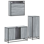 vidaXL Set mobilier de baie, 3 piese, gri sonoma, lemn prelucrat vidaXL Set mobilier de baie, 3 piese, gri sonoma, lemn prelucrat