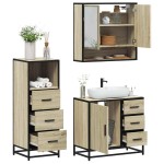 vidaXL Set mobilier de baie, 3 piese, stejar sonoma, lemn prelucrat vidaXL Set mobilier de baie, 3 piese, stejar sonoma, lemn prelucrat