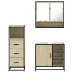 vidaXL Set mobilier de baie, 3 piese, stejar sonoma, lemn prelucrat