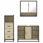 vidaXL Set mobilier de baie, 3 piese, stejar sonoma, lemn prelucrat