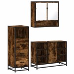 vidaXL Set mobilier de baie, 3 piese, stejar fumuriu, lemn prelucrat vidaXL Set mobilier de baie, 3 piese, stejar fumuriu, lemn prelucrat