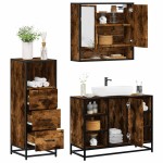 vidaXL Set mobilier de baie, 3 piese, stejar fumuriu, lemn prelucrat vidaXL Set mobilier de baie, 3 piese, stejar fumuriu, lemn prelucrat