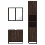 vidaXL Set mobilier de baie, 3 piese, stejar maro, lemn prelucrat