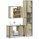 vidaXL Set mobilier de baie, 3 piese, stejar sonoma, lemn prelucrat vidaXL Set mobilier de baie, 3 piese, stejar sonoma, lemn prelucrat