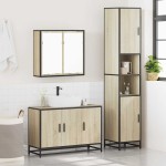 vidaXL Set mobilier de baie, 3 piese, stejar sonoma, lemn prelucrat vidaXL Set mobilier de baie, 3 piese, stejar sonoma, lemn prelucrat