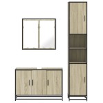 vidaXL Set mobilier de baie, 3 piese, stejar sonoma, lemn prelucrat vidaXL Set mobilier de baie, 3 piese, stejar sonoma, lemn prelucrat