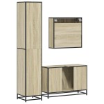 vidaXL Set mobilier de baie, 3 piese, stejar sonoma, lemn prelucrat vidaXL Set mobilier de baie, 3 piese, stejar sonoma, lemn prelucrat