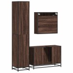 vidaXL Set mobilier de baie, 3 piese, stejar maro, lemn prelucrat