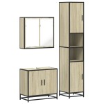 vidaXL Set mobilier de baie, 3 piese, stejar sonoma, lemn prelucrat vidaXL Set mobilier de baie, 3 piese, stejar sonoma, lemn prelucrat