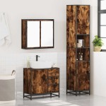 vidaXL Set mobilier de baie, 3 piese, stejar fumuriu, lemn prelucrat vidaXL Set mobilier de baie, 3 piese, stejar fumuriu, lemn prelucrat