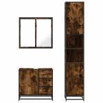 vidaXL Set mobilier de baie, 3 piese, stejar fumuriu, lemn prelucrat vidaXL Set mobilier de baie, 3 piese, stejar fumuriu, lemn prelucrat