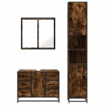 vidaXL Set mobilier de baie, 3 piese, stejar fumuriu, lemn prelucrat vidaXL Set mobilier de baie, 3 piese, stejar fumuriu, lemn prelucrat