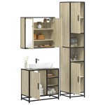 vidaXL Set mobilier de baie, 3 piese, stejar sonoma, lemn prelucrat vidaXL Set mobilier de baie, 3 piese, stejar sonoma, lemn prelucrat