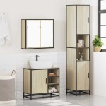 vidaXL Set mobilier de baie, 3 piese, stejar sonoma, lemn prelucrat vidaXL Set mobilier de baie, 3 piese, stejar sonoma, lemn prelucrat