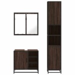 vidaXL Set mobilier de baie, 3 piese, stejar maro, lemn prelucrat