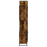 vidaXL Set mobilier de baie, 3 piese, stejar fumuriu, lemn prelucrat