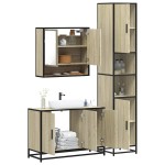 vidaXL Set mobilier de baie, 3 piese, stejar sonoma, lemn prelucrat vidaXL Set mobilier de baie, 3 piese, stejar sonoma, lemn prelucrat