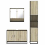 vidaXL Set mobilier de baie, 3 piese, stejar sonoma, lemn prelucrat vidaXL Set mobilier de baie, 3 piese, stejar sonoma, lemn prelucrat