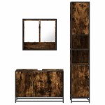 vidaXL Set mobilier de baie, 3 piese, stejar fumuriu, lemn prelucrat vidaXL Set mobilier de baie, 3 piese, stejar fumuriu, lemn prelucrat