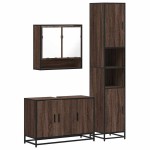 vidaXL Set mobilier de baie, 3 piese, stejar maro, lemn prelucrat