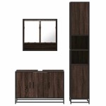 vidaXL Set mobilier de baie, 3 piese, stejar maro, lemn prelucrat