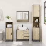 vidaXL Set mobilier de baie, 3 piese, stejar sonoma, lemn prelucrat vidaXL Set mobilier de baie, 3 piese, stejar sonoma, lemn prelucrat